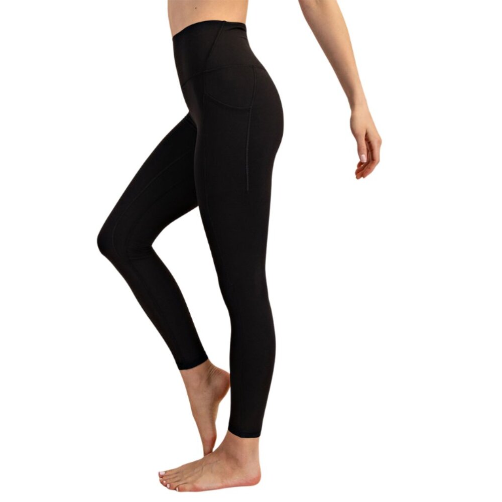Butter Yoga Leggings with Side Pockets in Black | Rae Mode | NEW - Picture 2 of 3